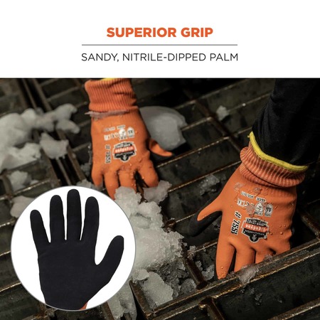 Proflex By Ergodyne Orange Coated Waterproof Winter Work Gloves, S, A5, PK144 7551-CASE